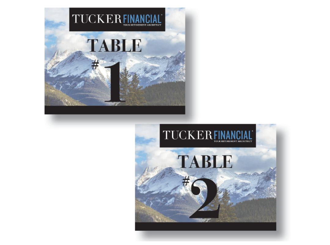 celebritize your brand blue and white table card numbers with mountain background